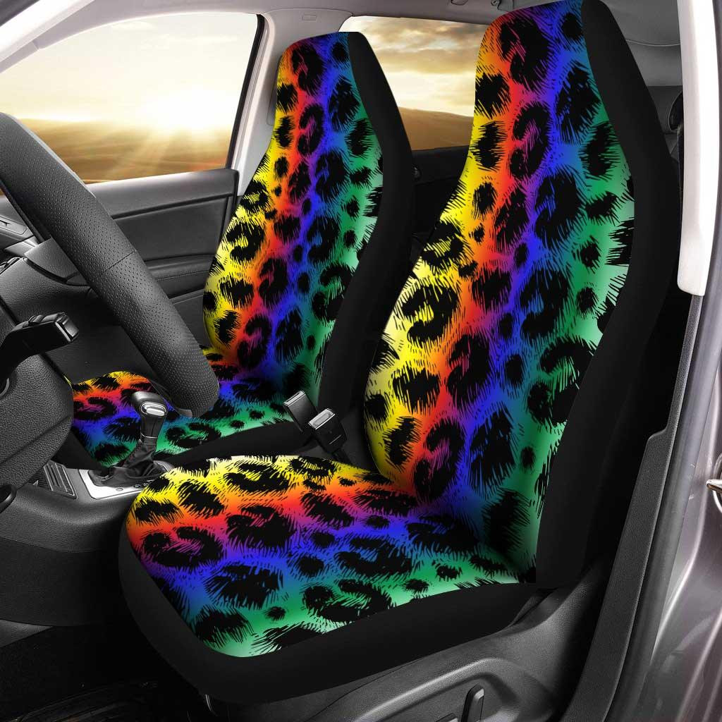 Cheetah Skin Rainbow Pattern Car Seat Covers