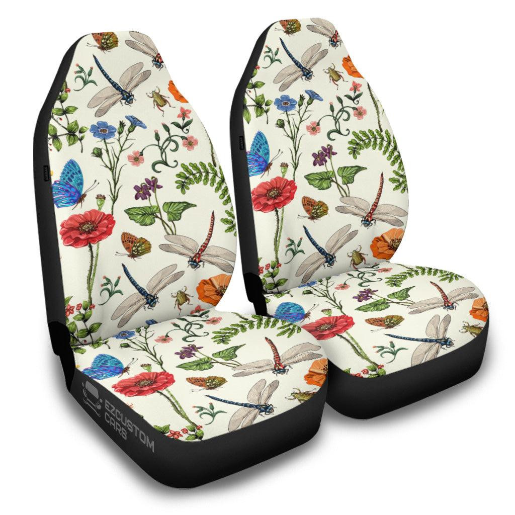 Colorful Flower Butterfly Dragonfly Car Seat Covers Custom Dragonfly Car Accessories
