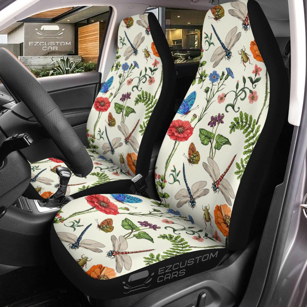 Colorful Flower Butterfly Dragonfly Car Seat Covers Custom Dragonfly Car Accessories