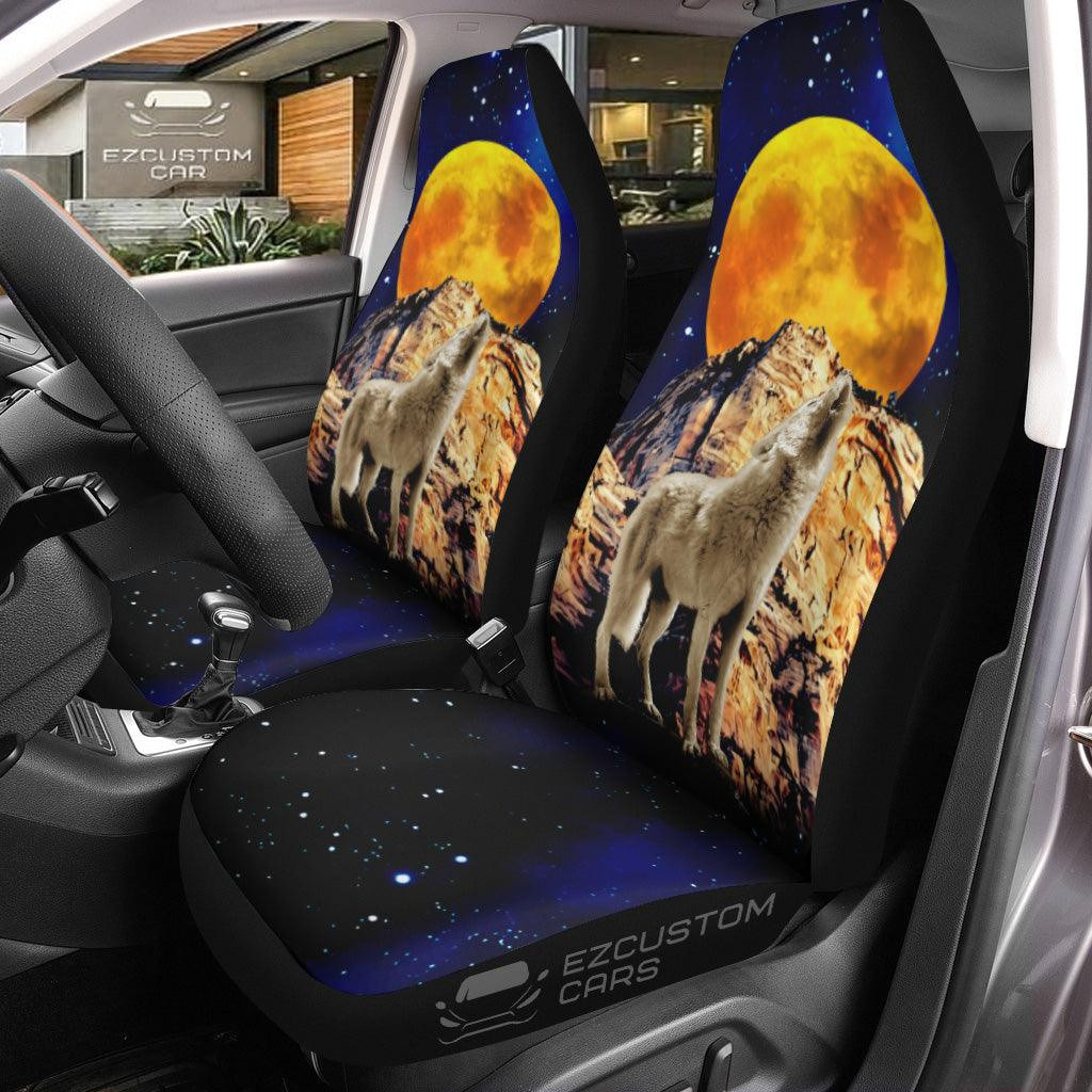 Wolf Seat Belt Covers Custom Cry To The Moon Animal Car Accessories