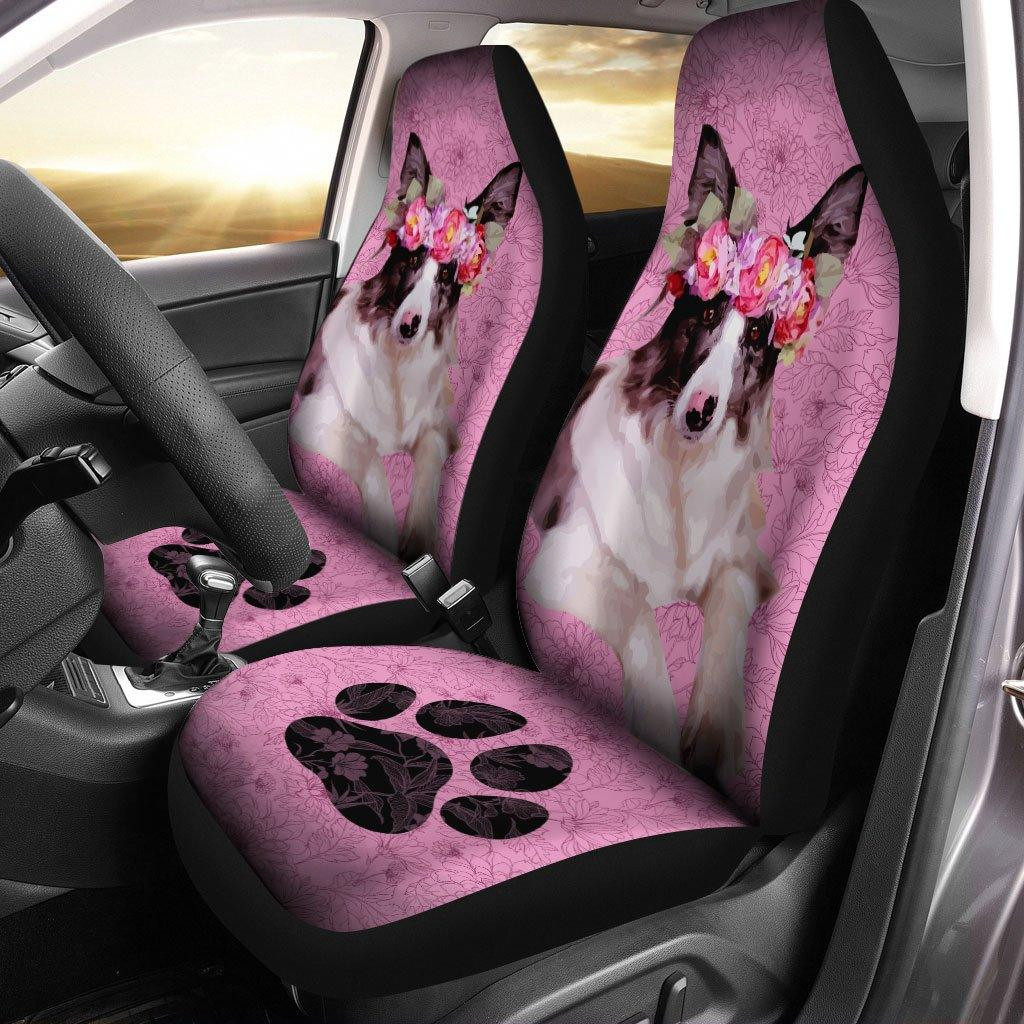 Cute Mixed Breed Dog Custom Car Seat Covers Pink Color