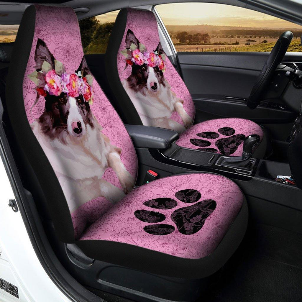 Cute Mixed Breed Dog Custom Car Seat Covers Pink Color