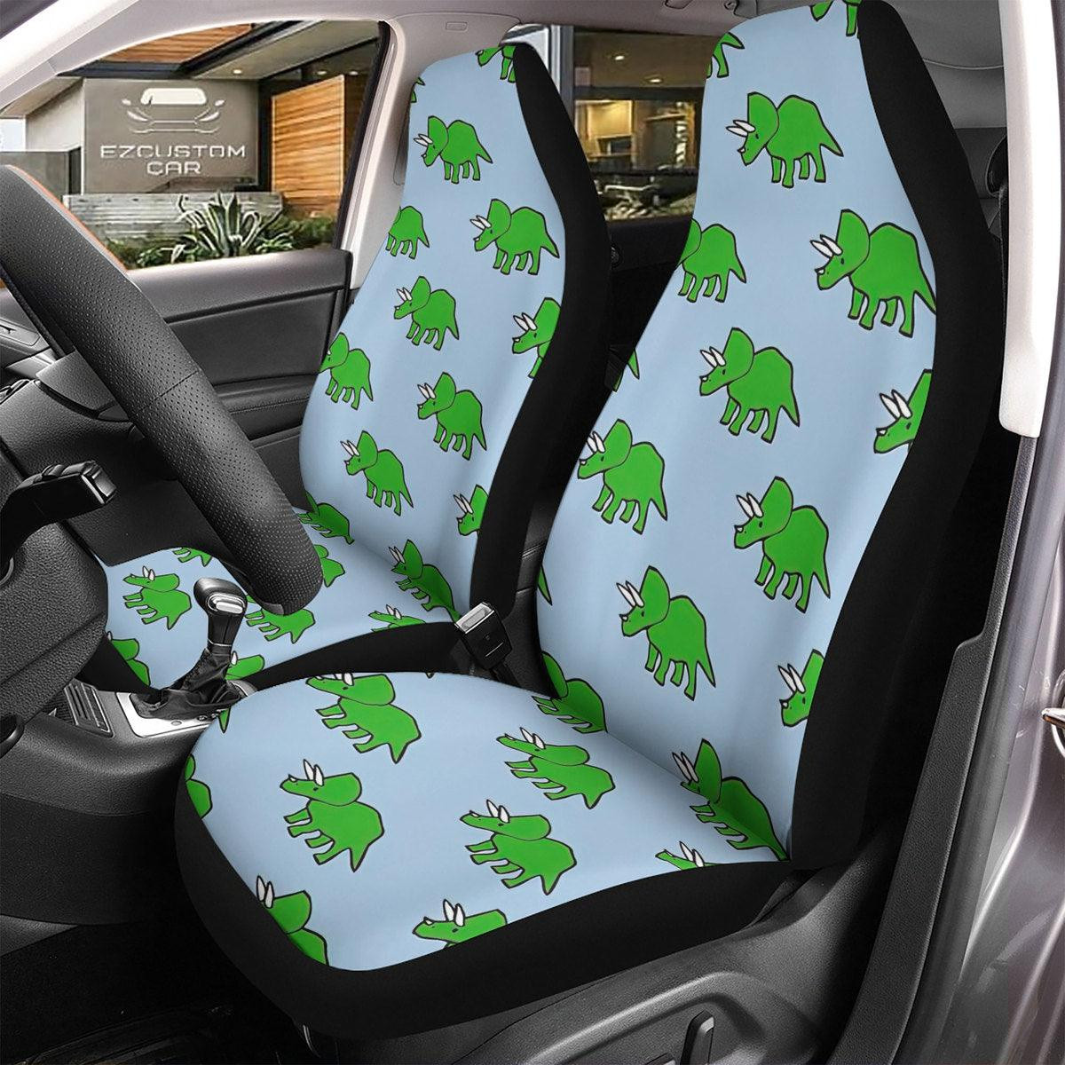 Cute Triceratops Pattern Car Seat Covers Custom Dinosaur Car Accessories