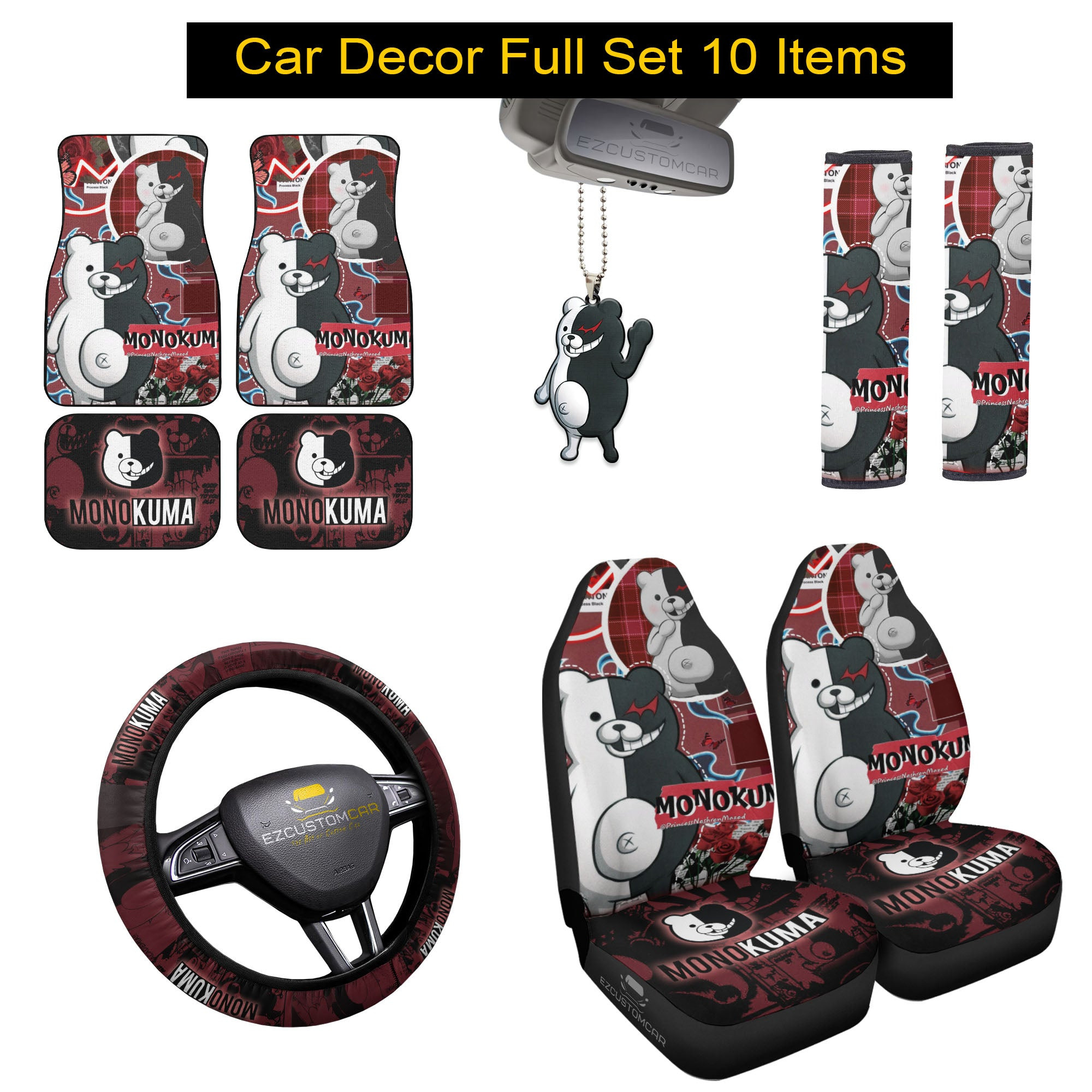 Monokuma Danganronpa Car Bundle Pack Accessories
