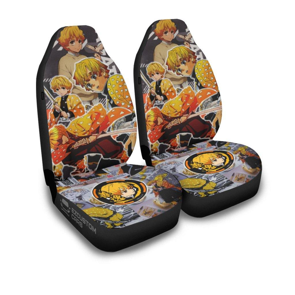 Demon Slayers Car Seat Covers Zenitsu Agatsuma Custom Car Accessories