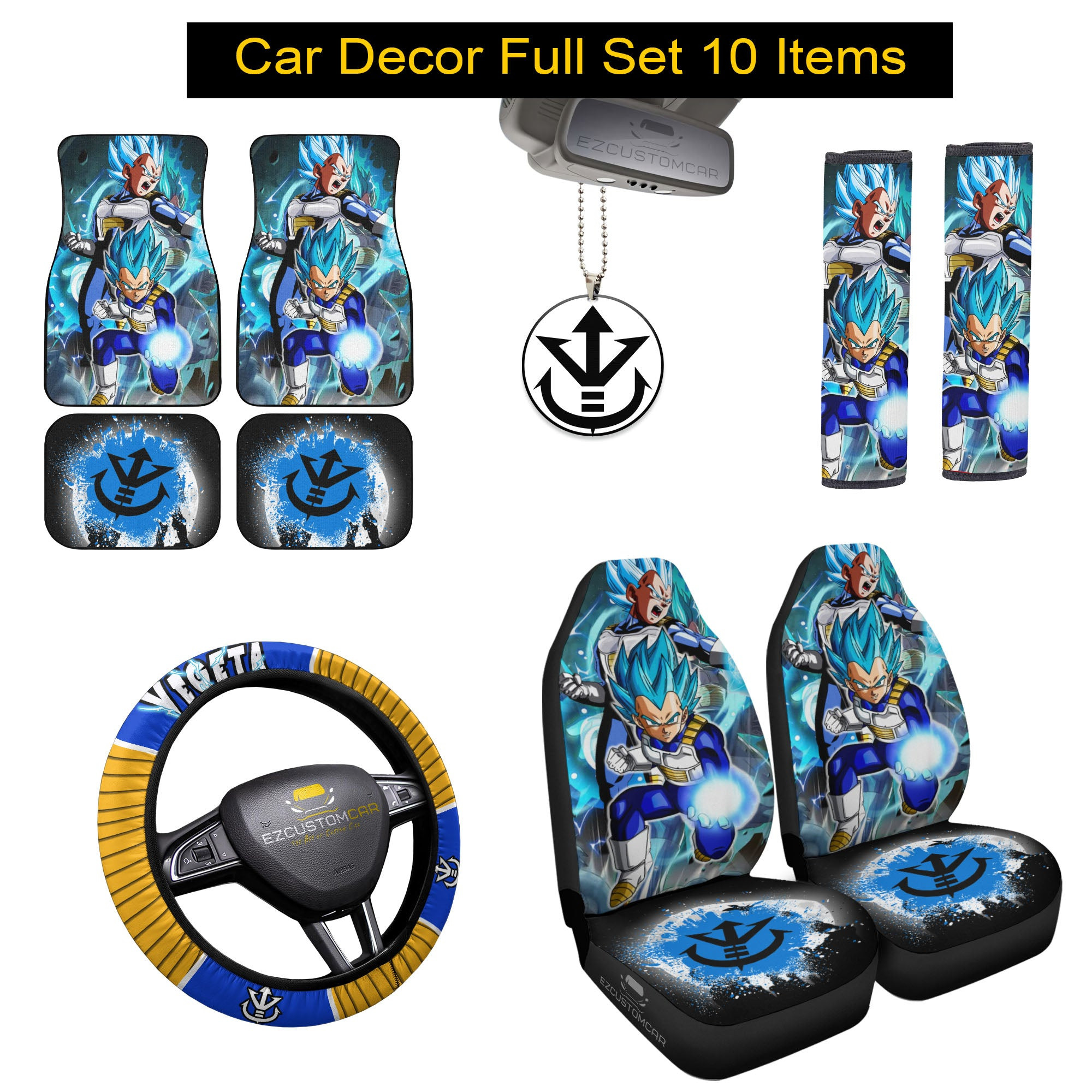 Dragon Ball Vegeta Blue Combo Car Bundle Pack Accessories