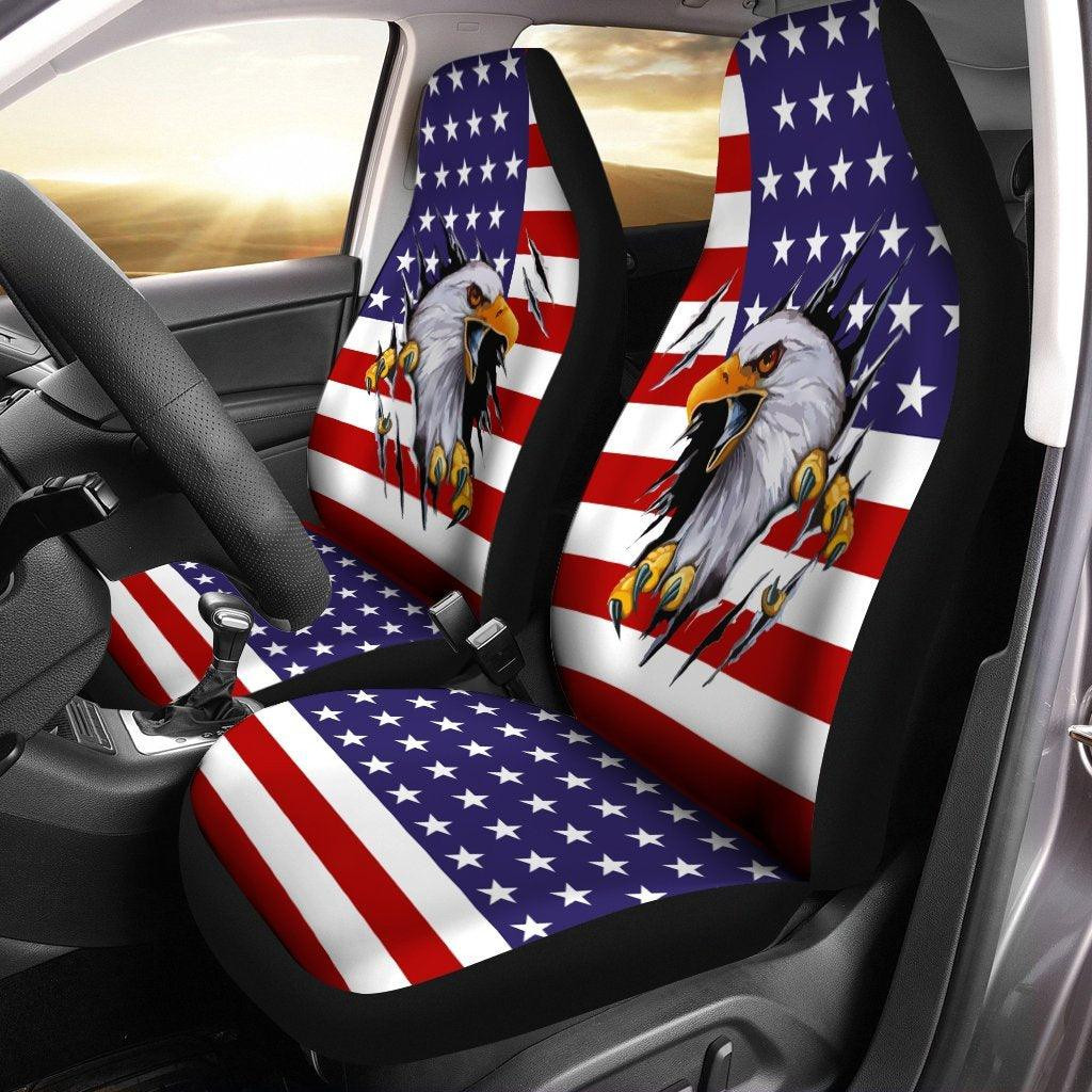 Eagle American Flag In Me Car Seat Covers Custom Eagle Print Car Accessories