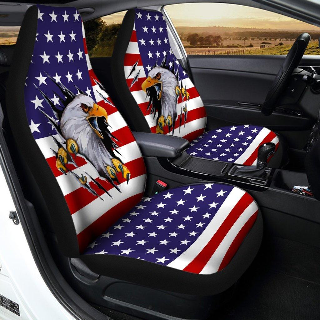 Eagle American Flag In Me Car Seat Covers Custom Eagle Print Car Accessories