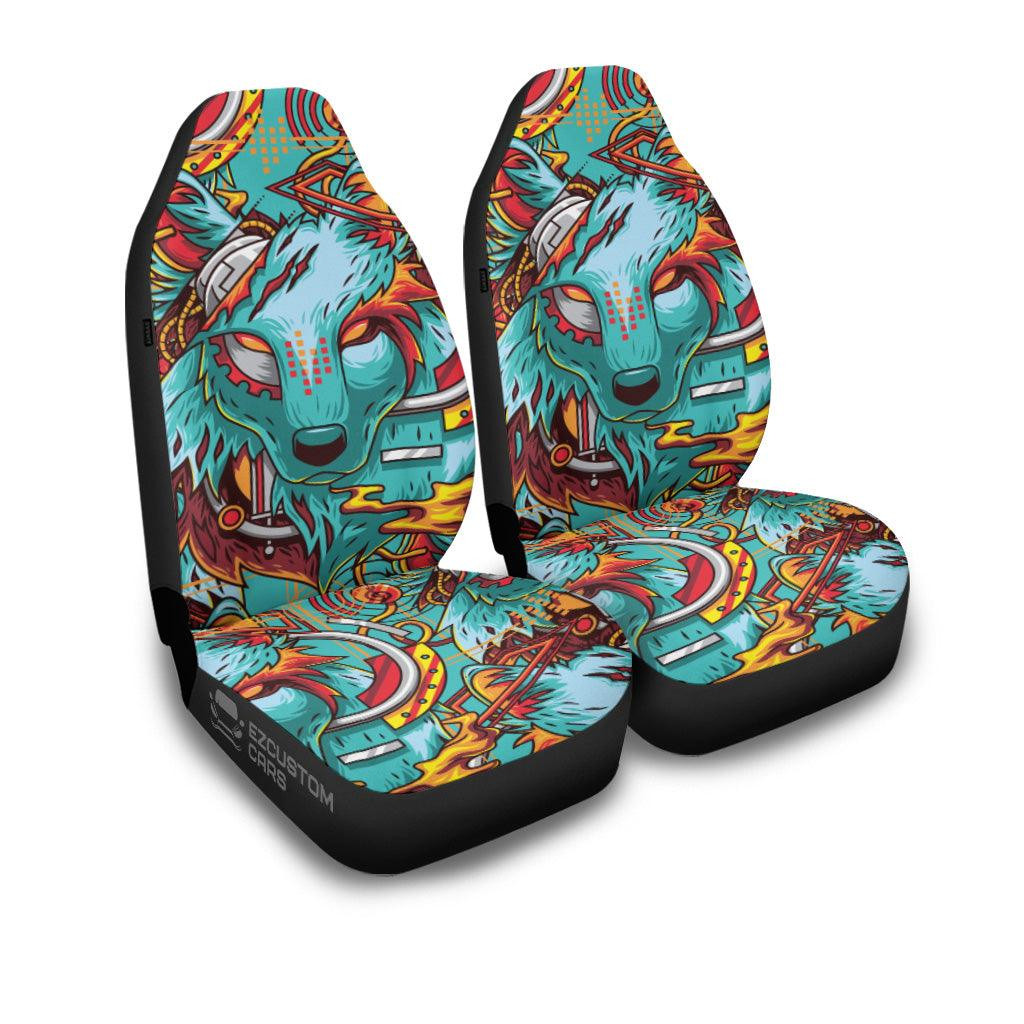 Electric Wolf Car Seat Covers Custom Animal Car Accessories