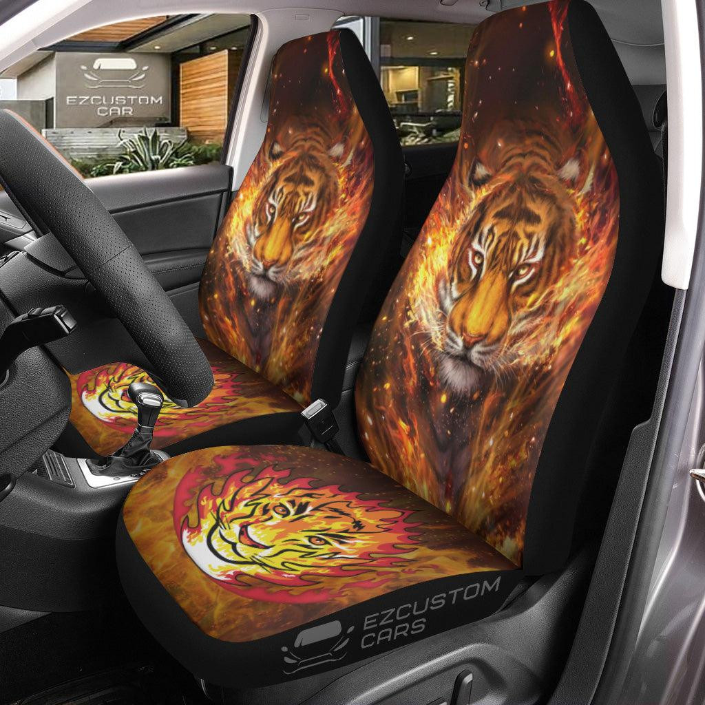 Fire Tiger Car Seat Covers Custom Tiger Car Accessories