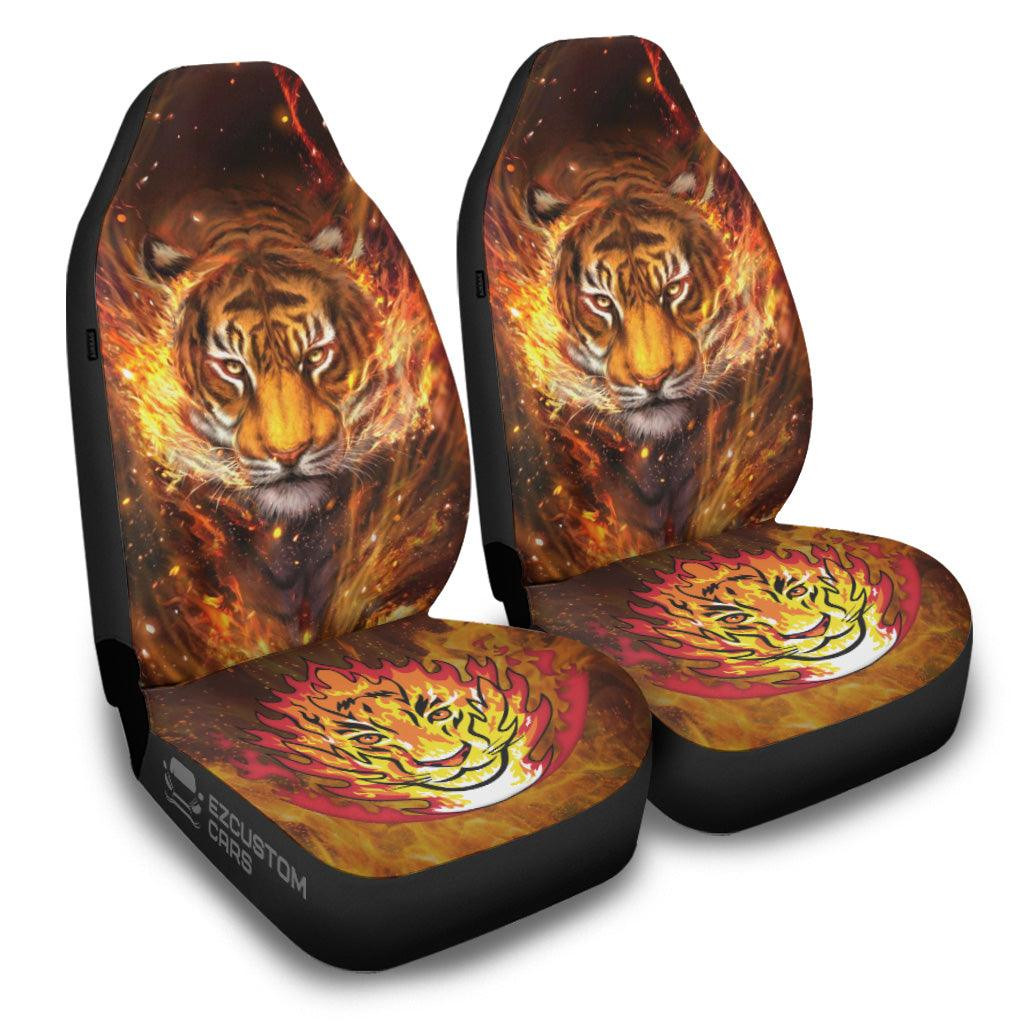 Fire Tiger Car Seat Covers Custom Tiger Car Accessories