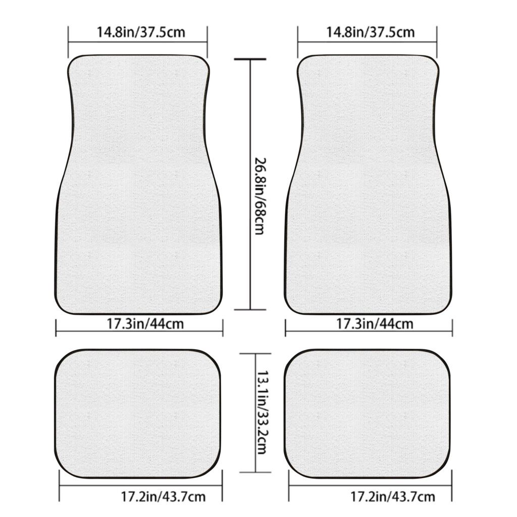 Car Floor Mat 4-Piece Set - Size Guide