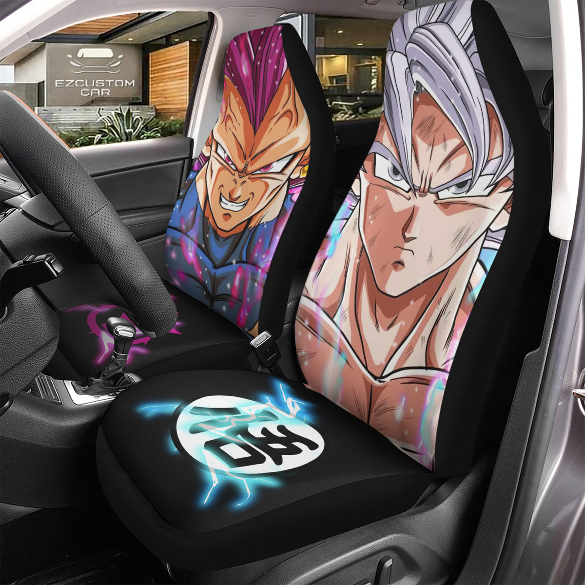 Goku Ultra Instinct vÃ  Vegeta Ultra Ego. Car Seat Covers Custom for Dragon Ball Anime Car Decor