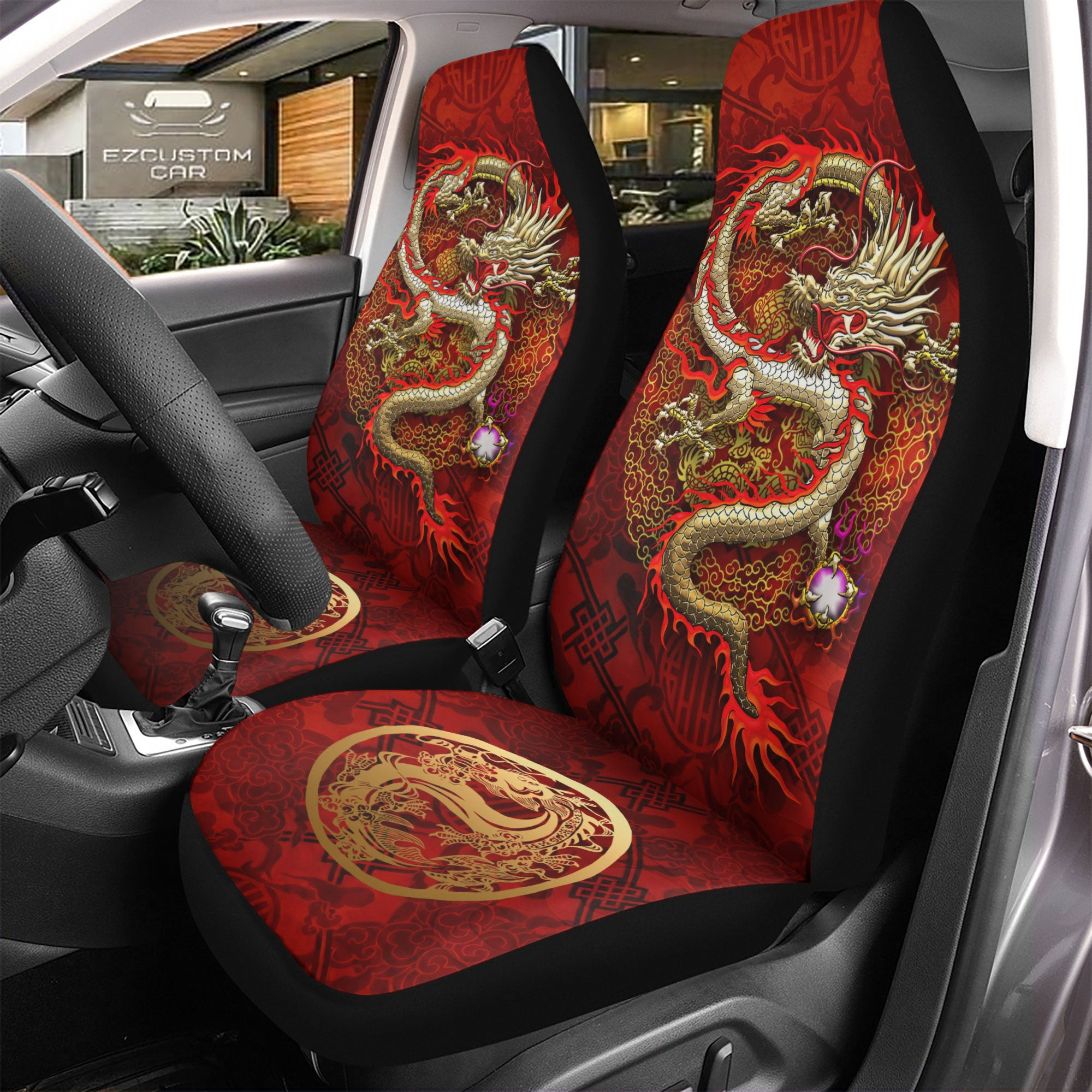 Golden Asia Dragon Car Seat Covers