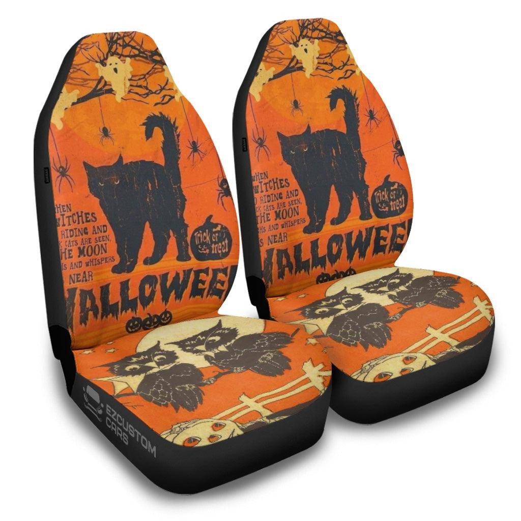 Halloween Car Seat Covers Decor Halloween Cat and Owl
