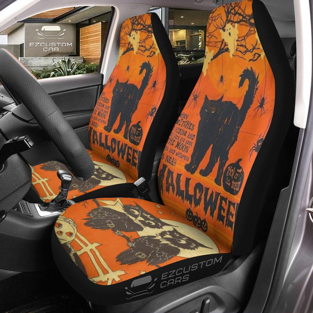 Halloween Car Seat Covers Decor Halloween Cat and Owl
