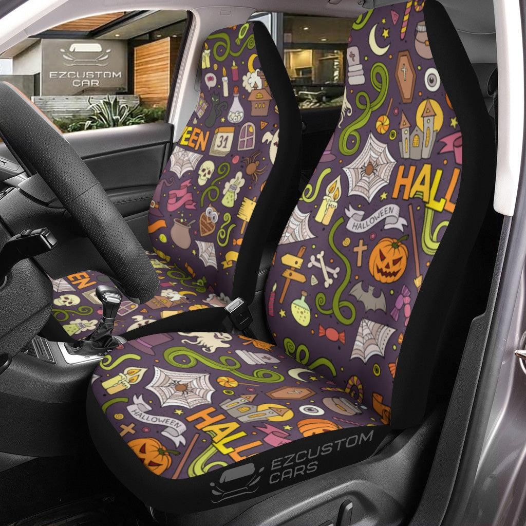 Halloween Car Seat Covers Decor Halloween Pumpkin and Bat