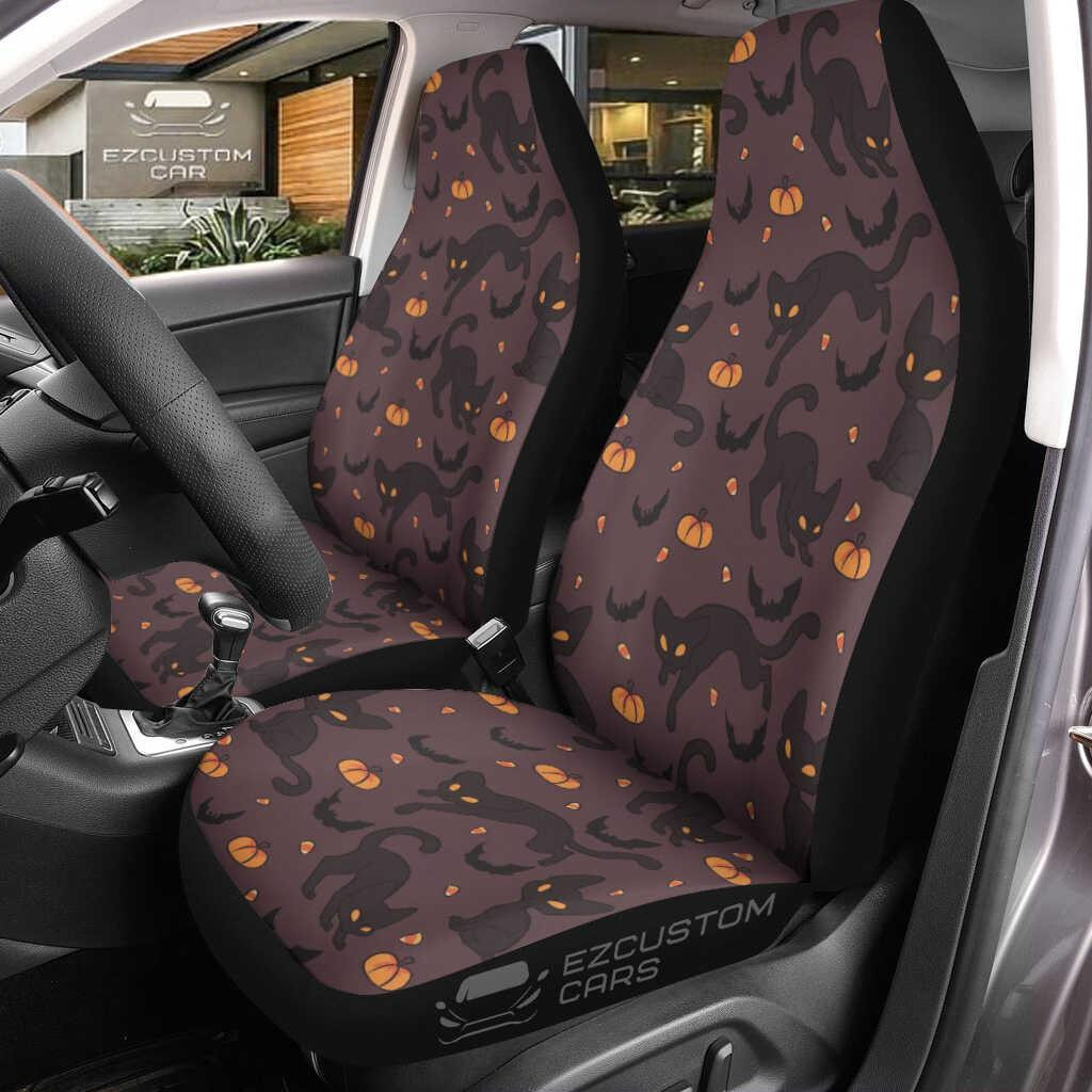Halloween Car Seat Covers Decor Halloween Pattern Cat