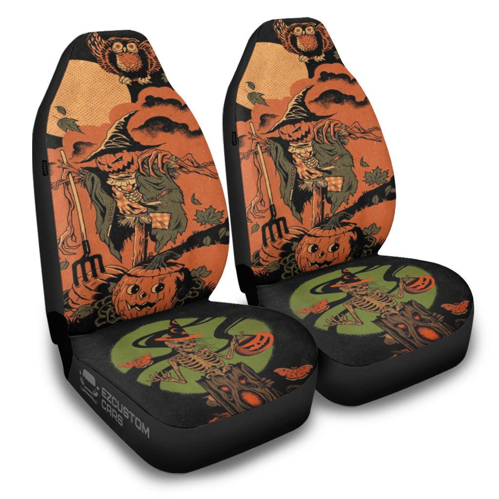Halloween Car Seat Covers Decor Halloween Skull and Pumpkin
