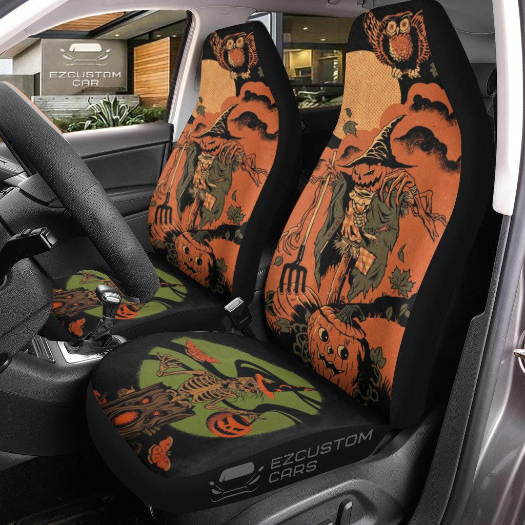 Halloween Car Seat Covers Decor Halloween Pattern Ghost, Skull, Pumpkin