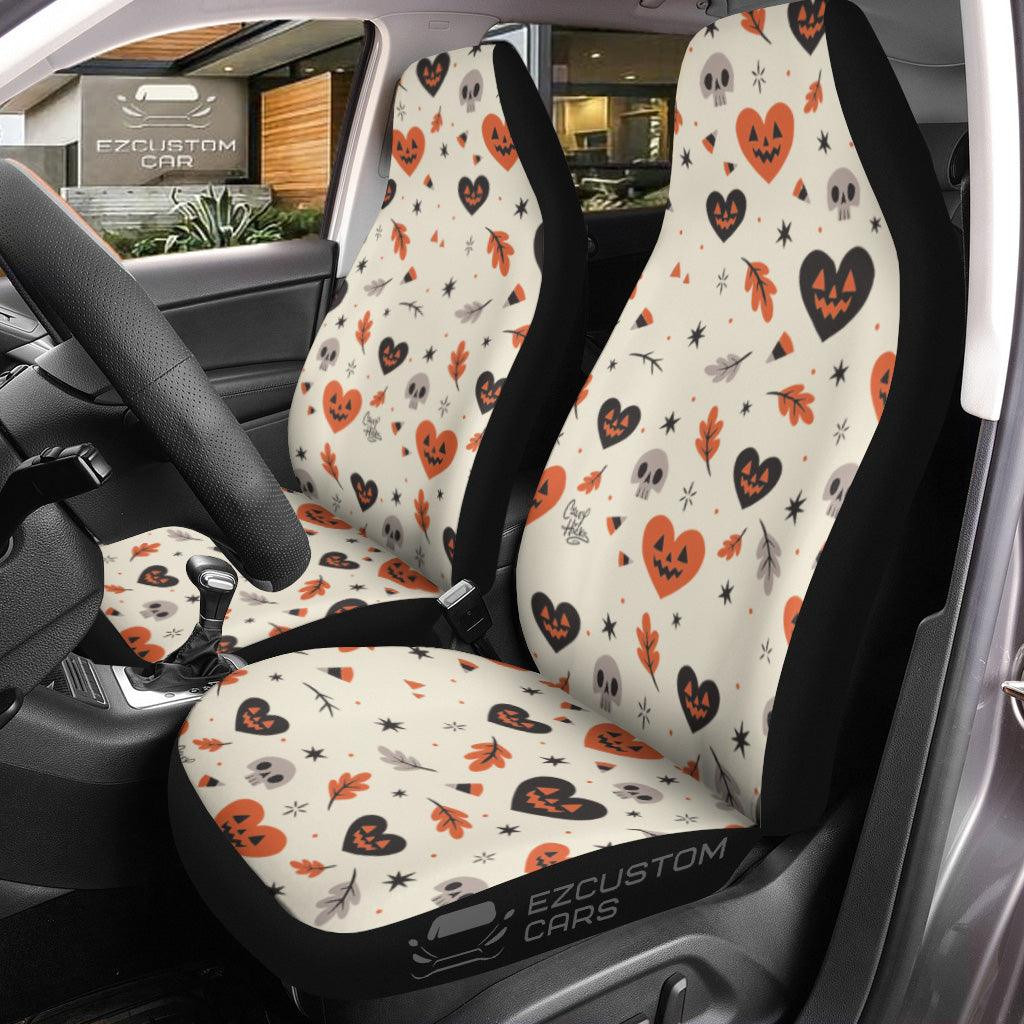 Halloween Car Seat Covers Decor Halloween Skull With Heart