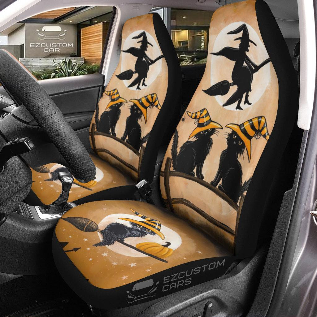 Halloween Car Seat Covers Decor Halloween Witch and Cat