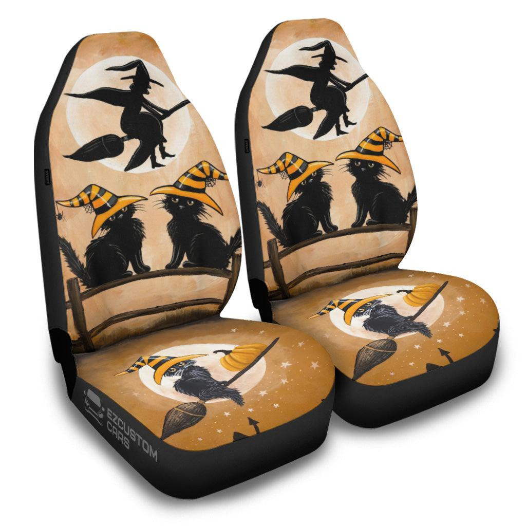 Halloween Car Seat Covers Decor Halloween Witch and Cat