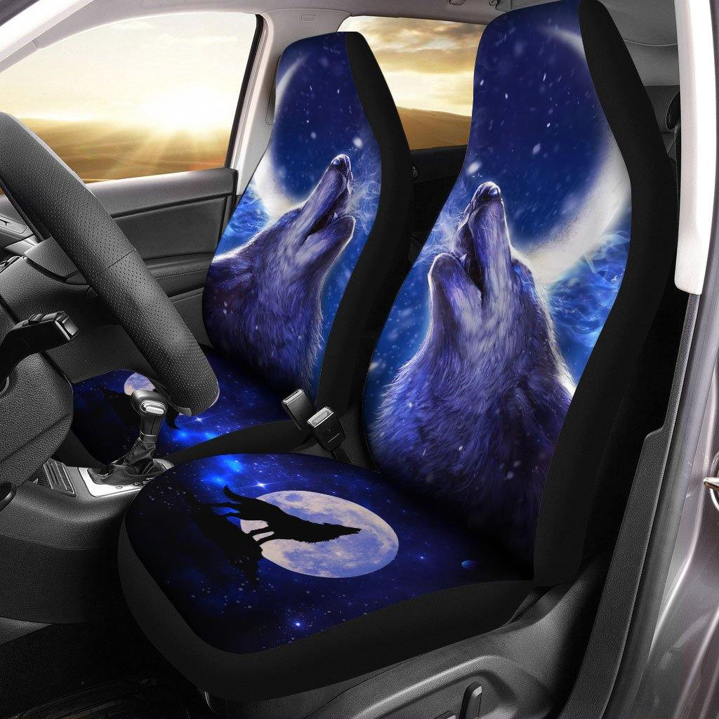 Howling Wolf Car Seat Covers Printed Car Decor