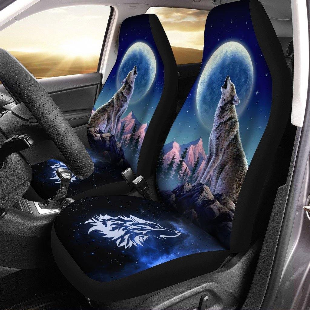 Wolves Howling Under Moon Car Seat Covers