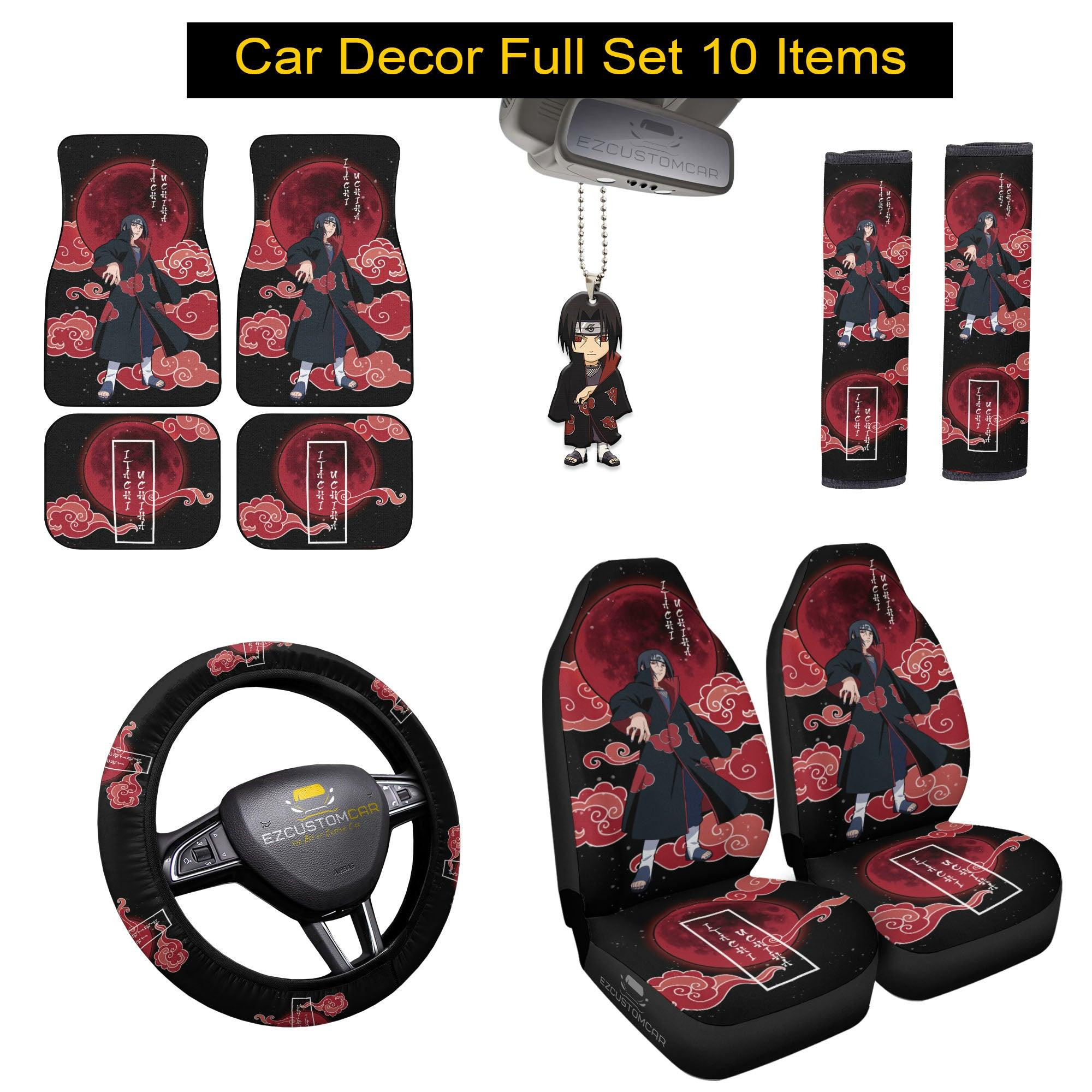 Itachi Uchiha Naruto Shippuden Car Mats x Car Seat Covers Set Anime Car Decoration