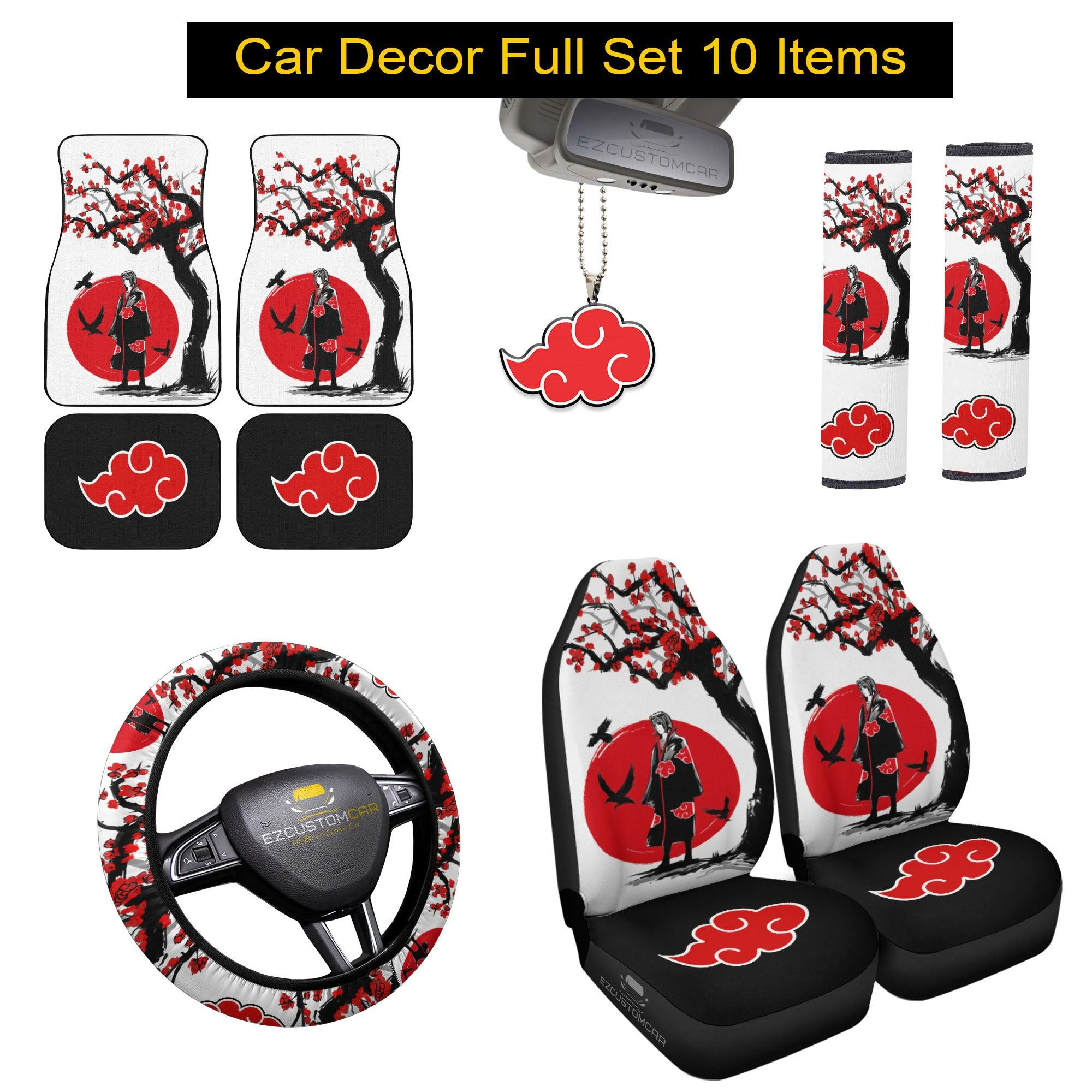 Itachi Uchiha Naruto Shippuden Car Mats x Car Seat Covers Set Anime Car Decoration