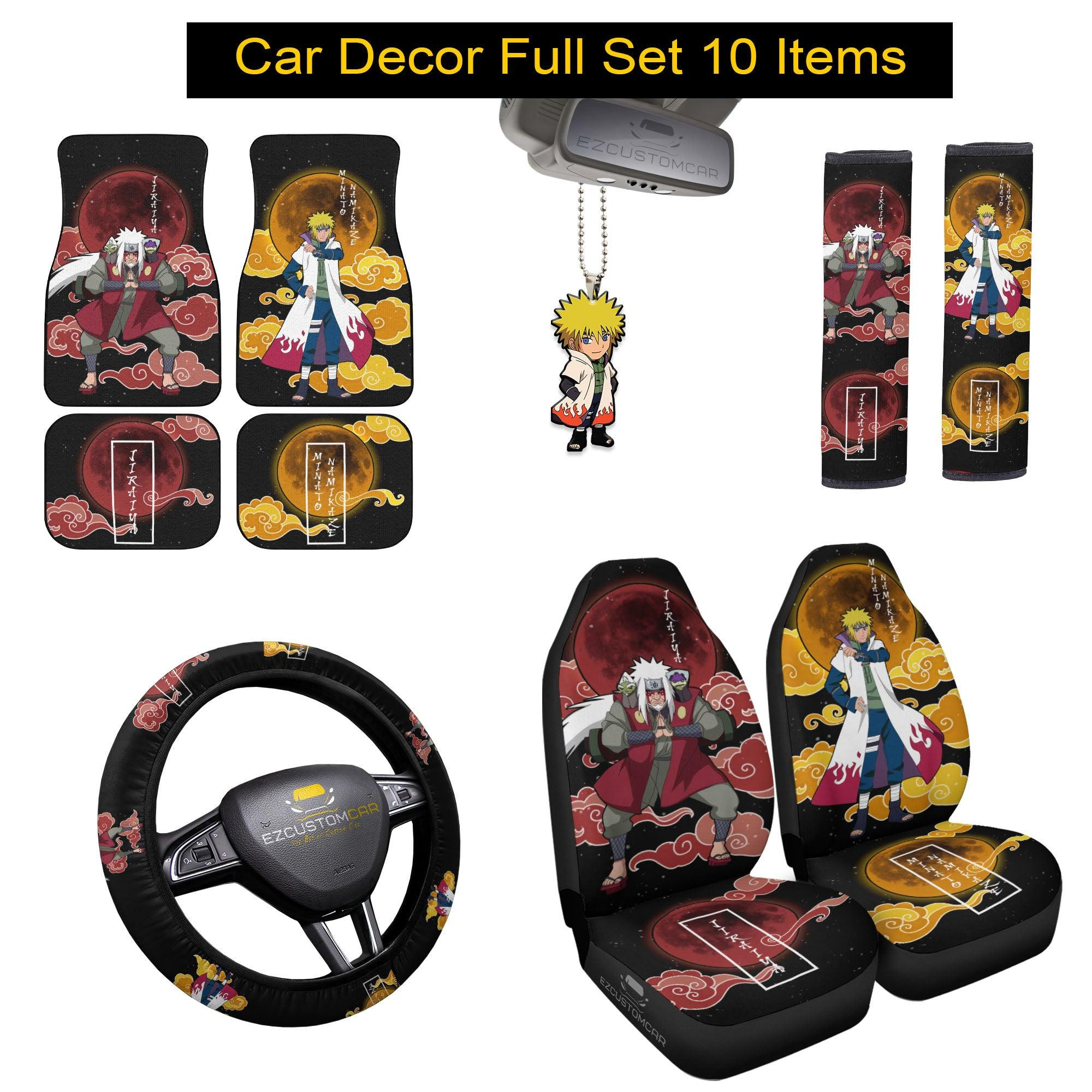 Minato Namikaze Naruto Car Mats x Car Seat Covers Set Anime Car Decoration