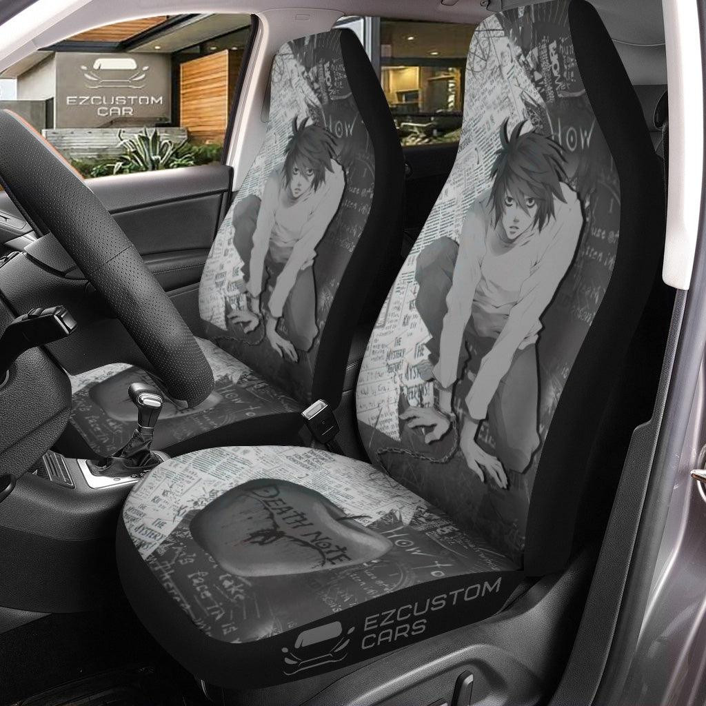 L Lawliet Seat Belt Covers Custom Death Note Black White Anime Car Accessories