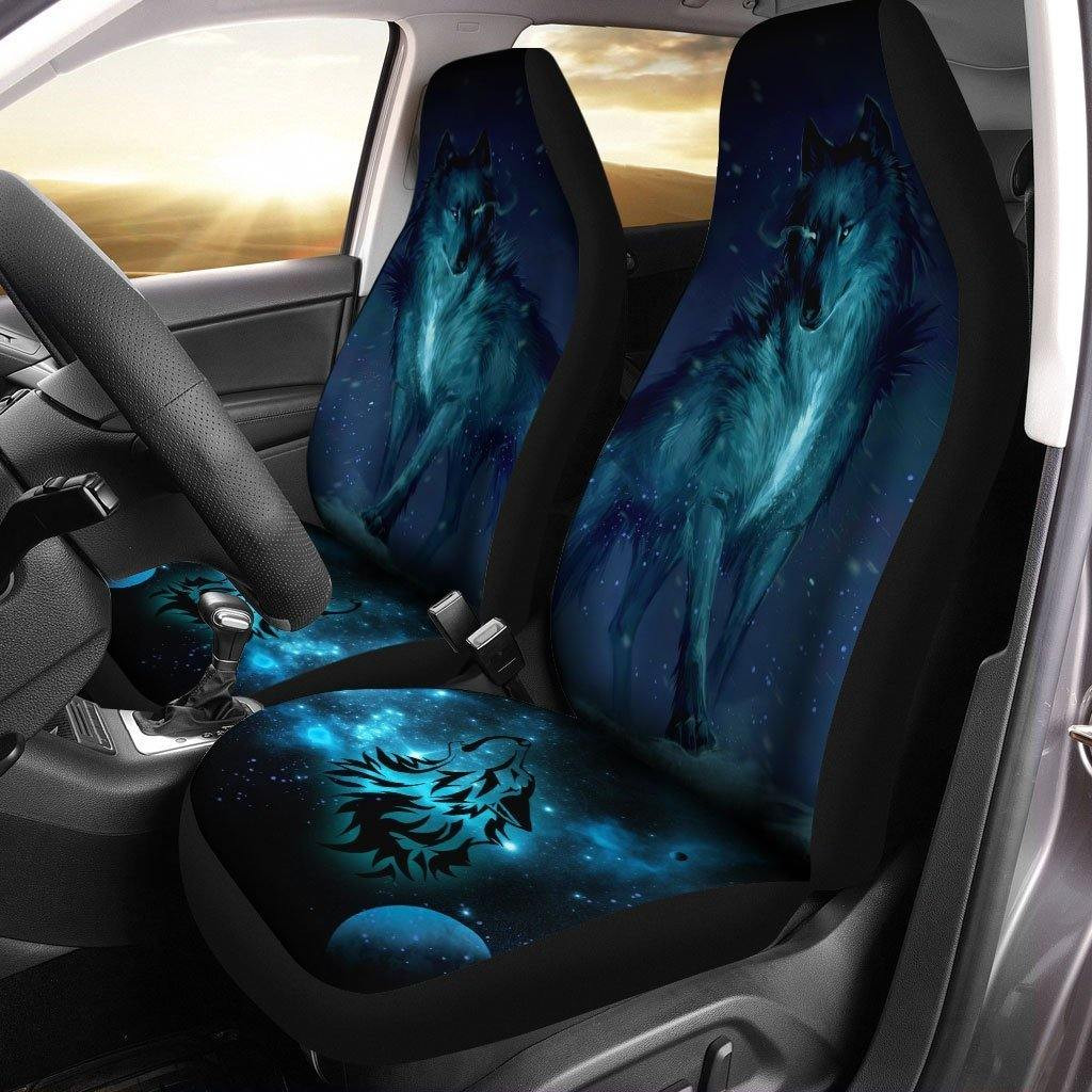 Howling Wolf Car Seat Covers Printed Car Decor