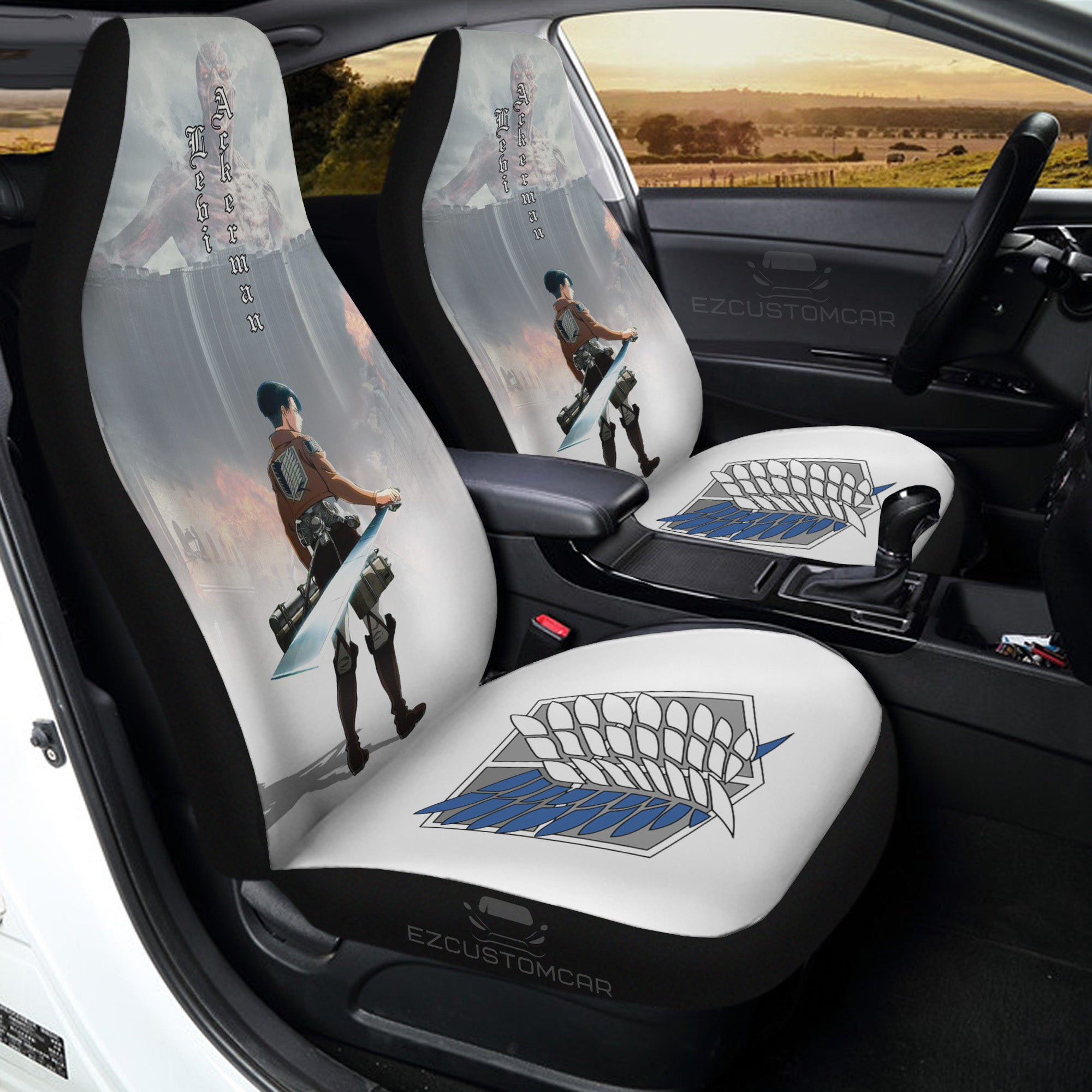 Levi Ackerman Car Seat Covers Custom for Attack on Titan Anime Car Decor