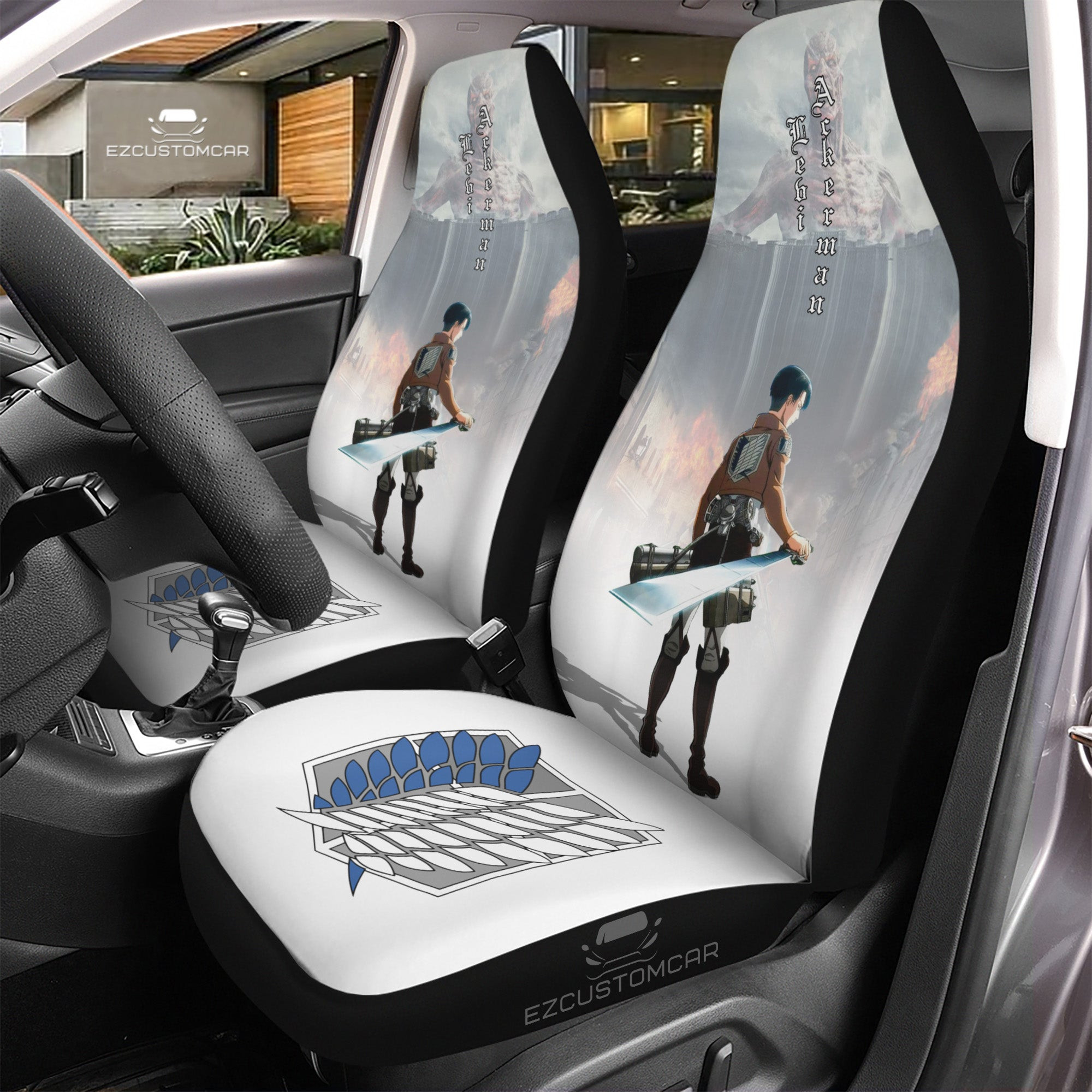 Levi Ackerman Car Seat Covers Custom for Attack on Titan Anime Car Decor Levi Ackerman Car Seat Covers Custom for Attack on Titan Anime Car Decor