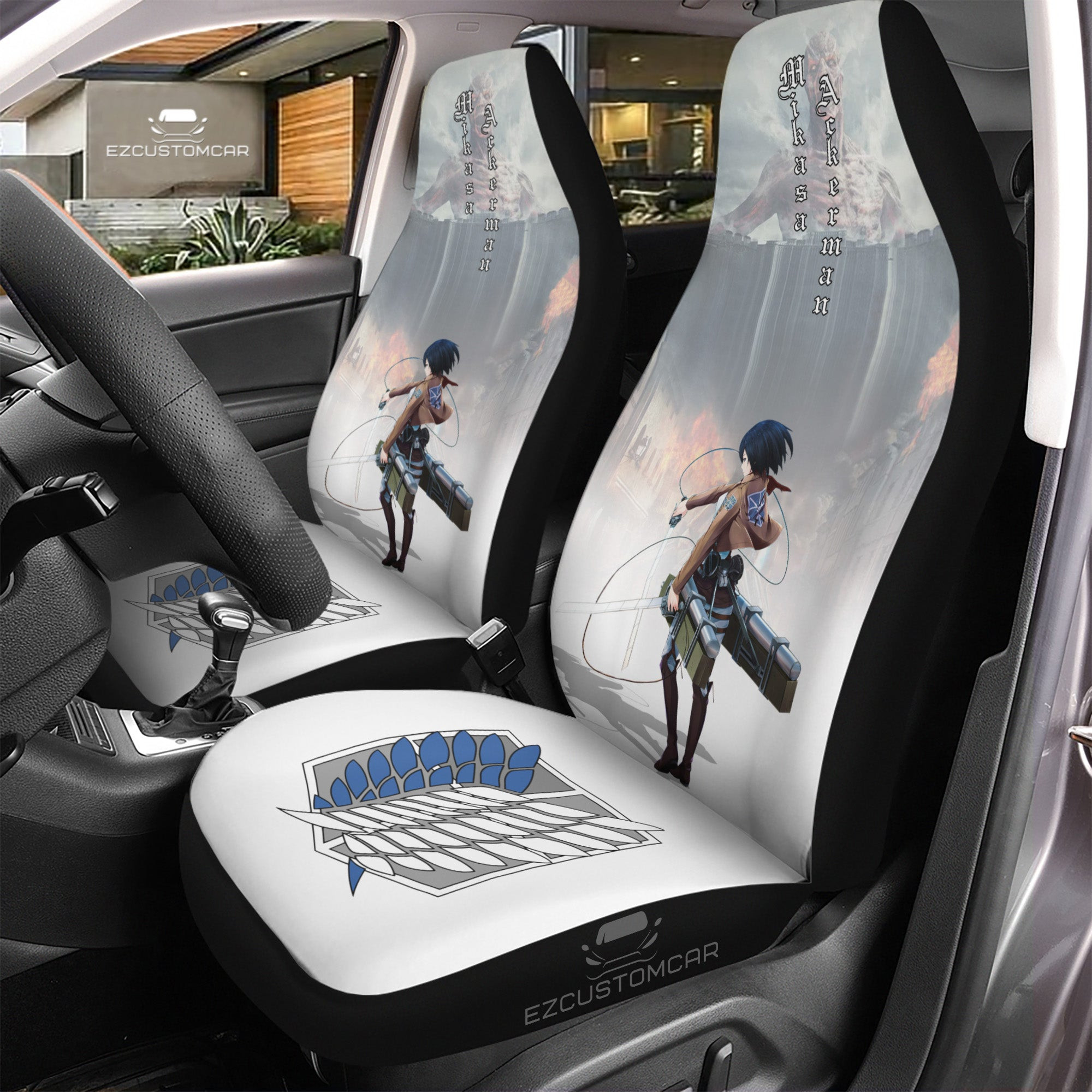Mikasa Ackerman Car Seat Covers Custom for Attack on Titan Anime Car Decor
