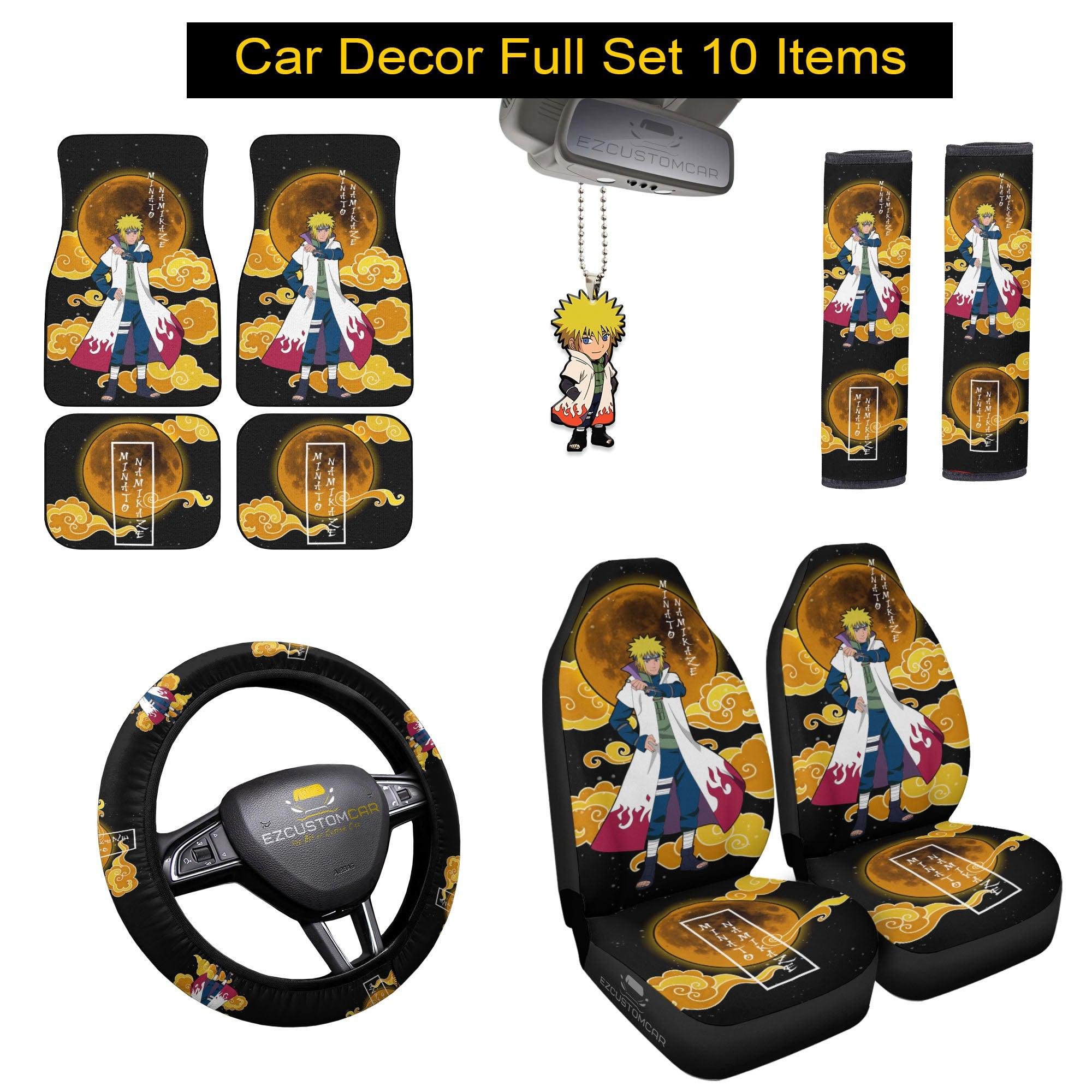 Minato Namikaze Naruto Car Mats x Car Seat Covers Set Anime Car Decoration