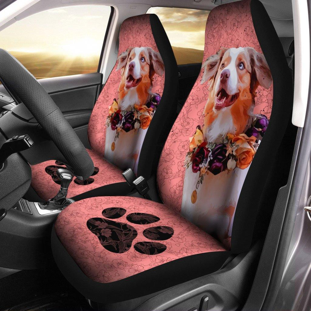 Cute Mixed Breed Dog Custom Car Seat Covers Pink Color