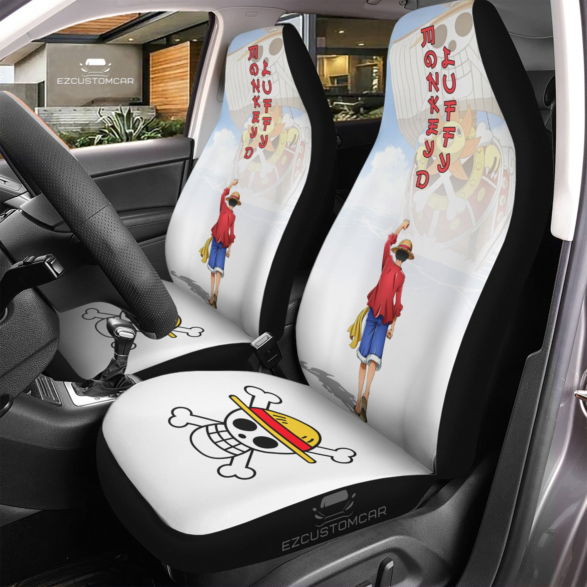 Monkey D Luffy Car Seat Covers Custom for One Piece Anime Car Decor
