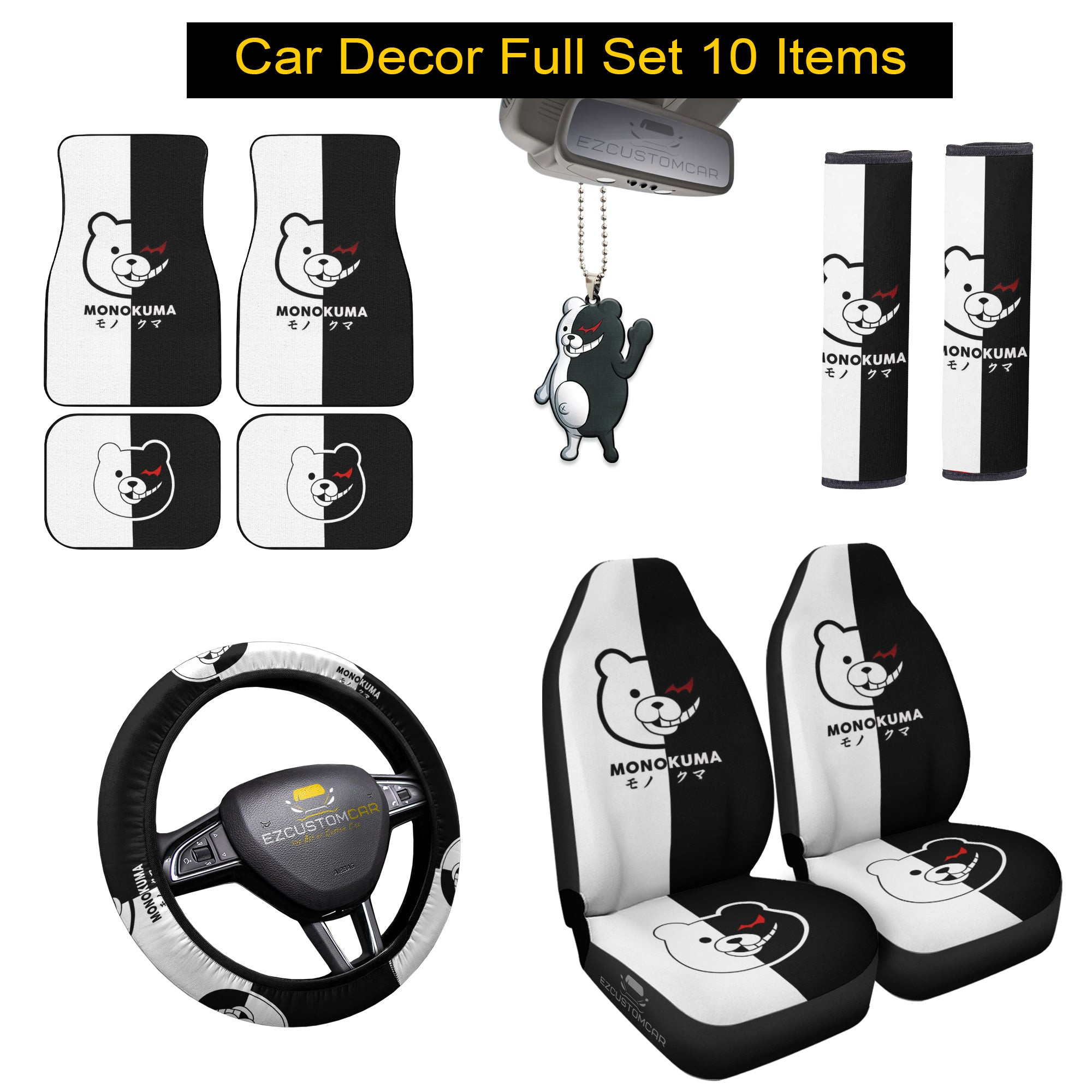 Monokuma Danganronpa Car Bundle Pack Accessories