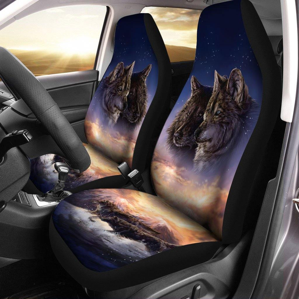 Snowy Mountain Wolf Car Seat Covers