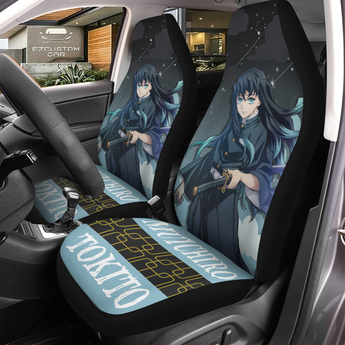 Muichiro Tokito Car Seat Covers Custom for Demon Slayer Anime Car Decor Muichiro Tokito Car Seat Covers Custom for Demon Slayer Anime Car Decor