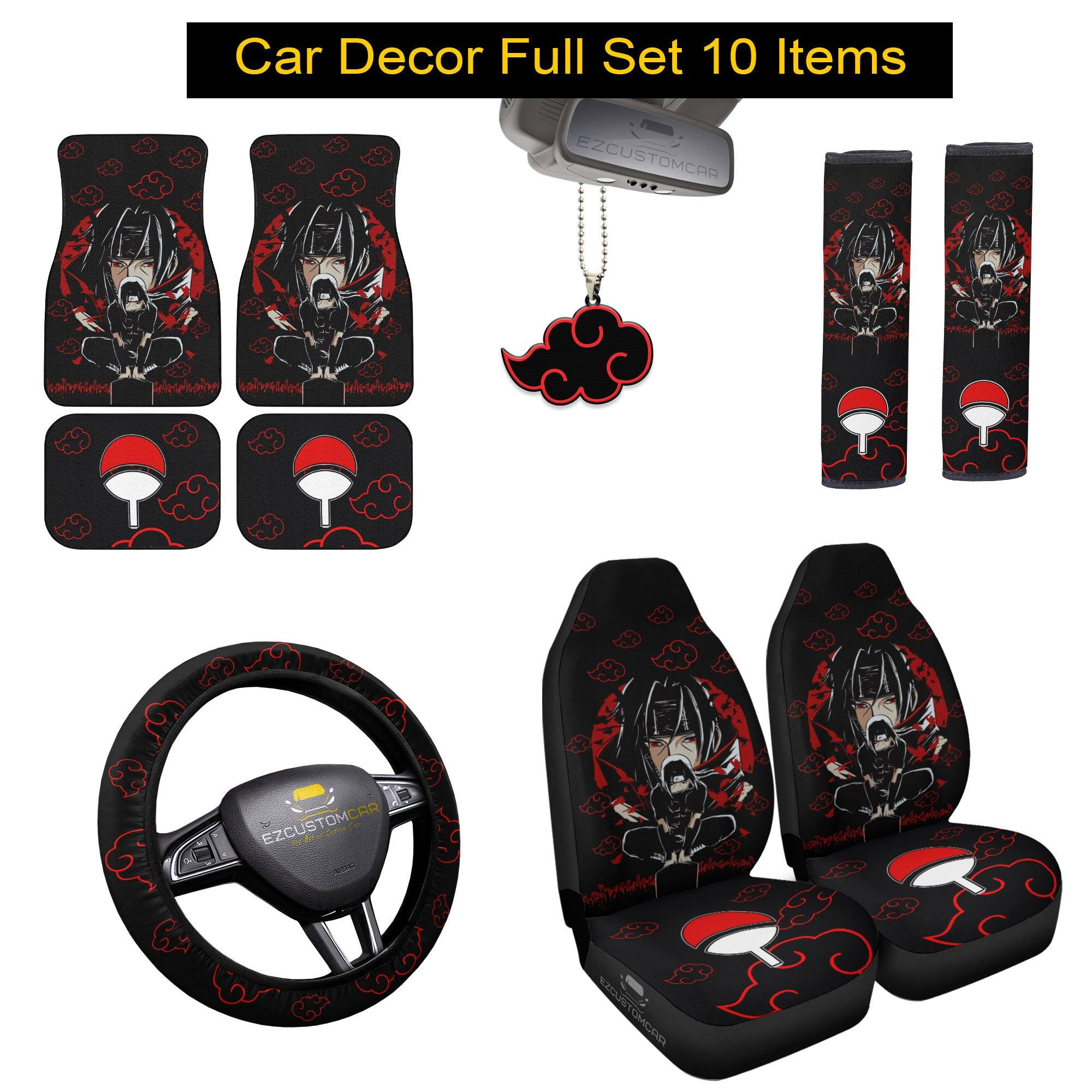 Akatsuki Cloud Pattern Car Mats x Car Seat Covers Set Anime Car Decoration