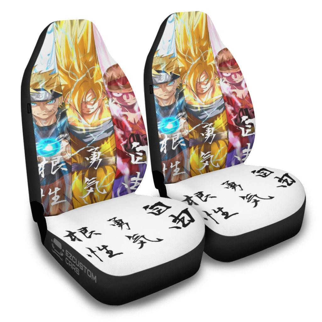 Naruto x Goku x Luffy Car Seat Covers Custom Main Characters Anime Car Decor