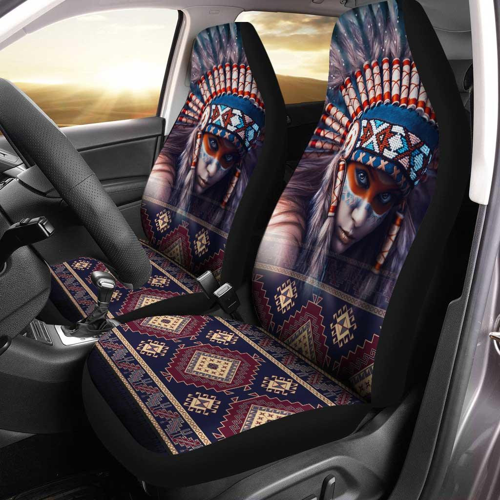 Native American Girl Car Seat Covers Custom Headdress Warrior Woman