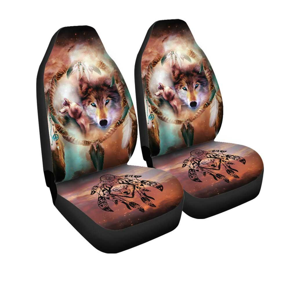 Native American Wolf Dreamcatcher Art Custom Car Seat Covers