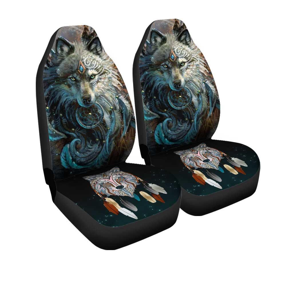 Native American Wolf Dreamcatcher Art Custom Car Seat Covers
