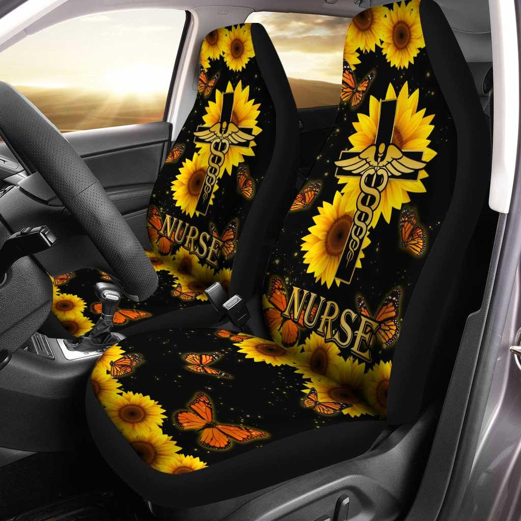 Nurse Sunflower Car Seat Covers Custom And Butterfly Blackout