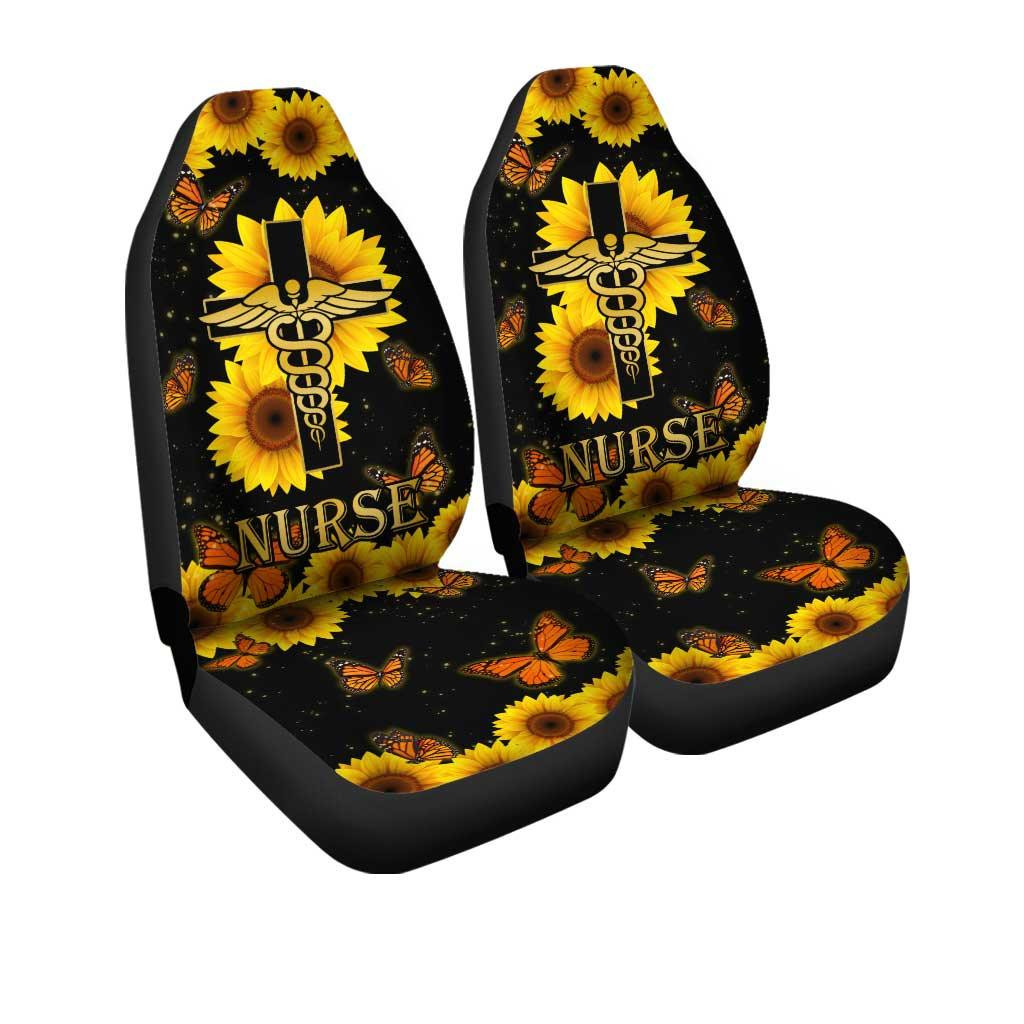 Nurse Sunflower Car Seat Covers Custom And Butterfly Blackout